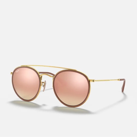 Ray Bans Double Bridge Polished Gold Frames with Copper Lenses Model RB3647N - Picture 3 of 11